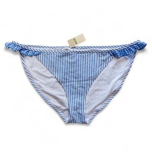 Blue and White Striped Bikini Bottom